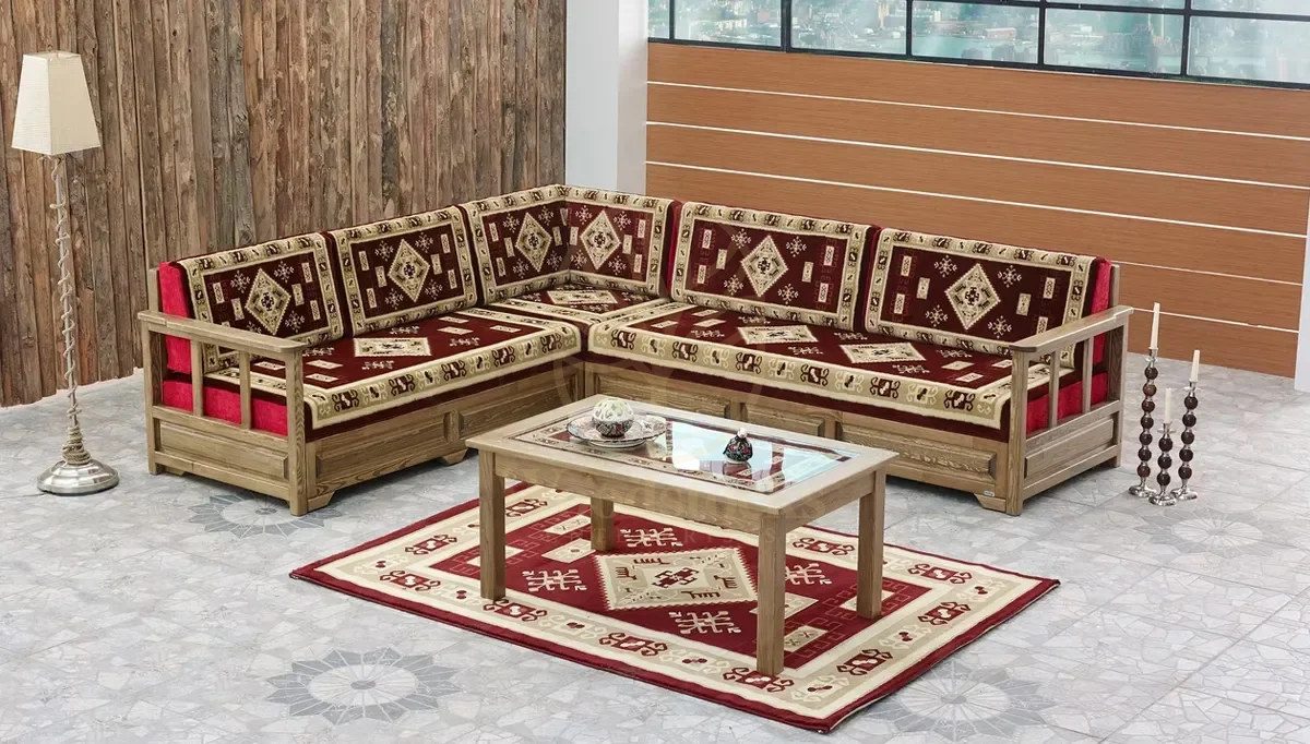 Royal Safir Hand Carved Teak L-Shape Sofa, Saharanpur, L Shape Sofa