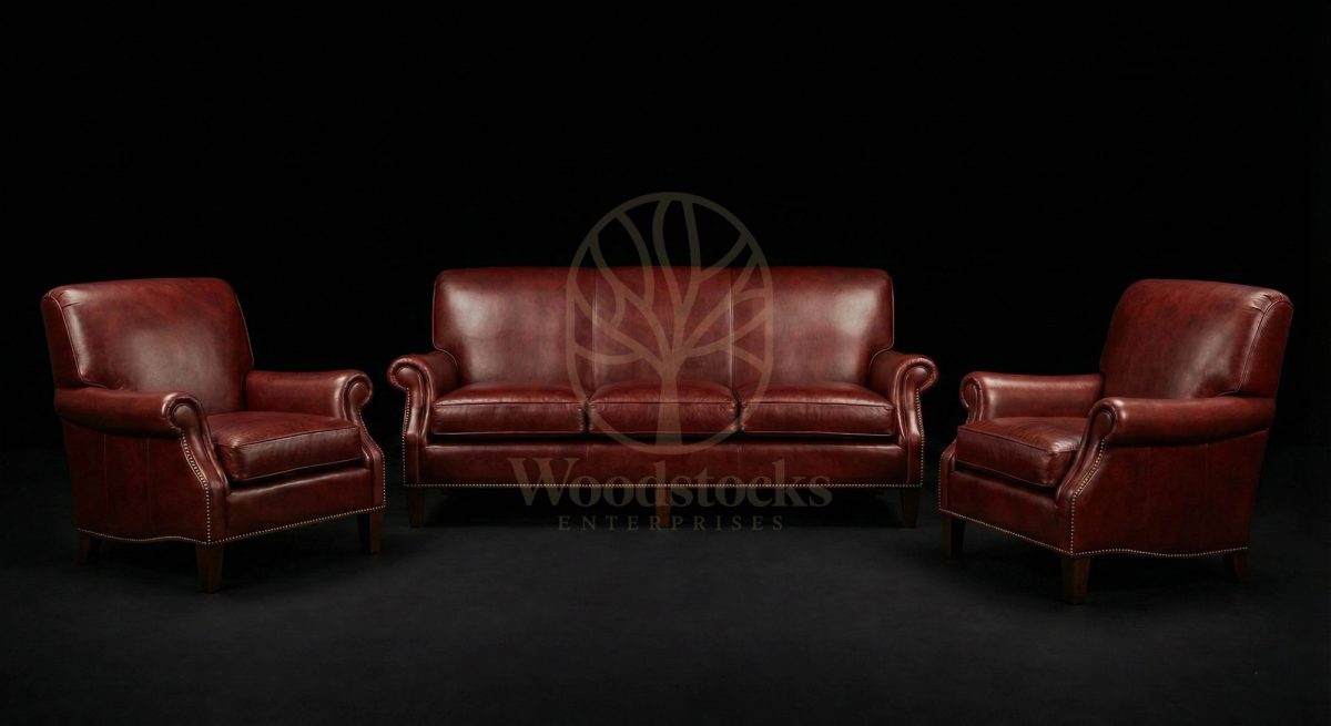 Luxury Teak Bordeaux Manor Leather Salon Set, Saharanpur, view 2