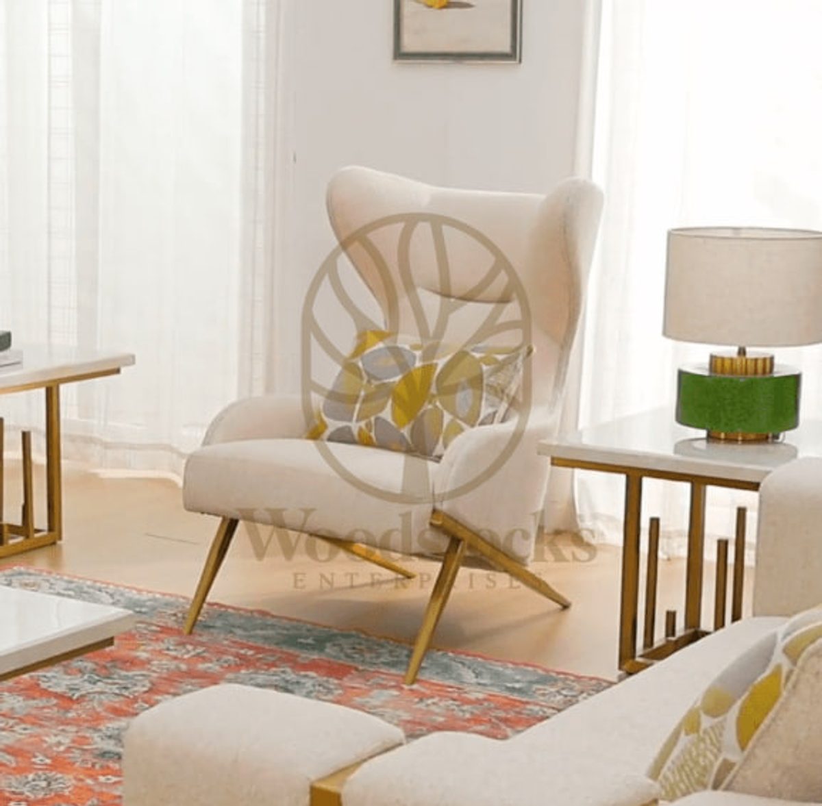 Teak Contemporary White Bedroom Chair, Chairs