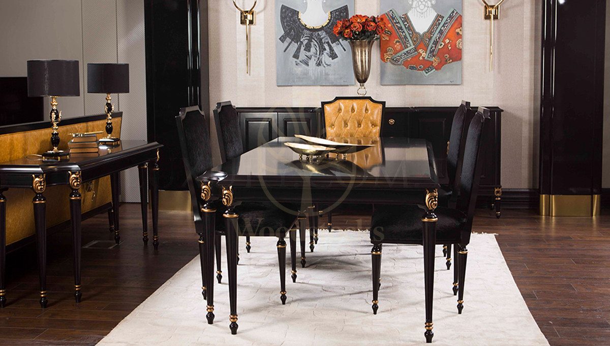 Luxury Hecuba Art Deco Handcrafted Teak Dining Table Set, Saharanpur, view 4