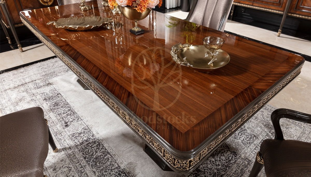 Royal Bermuda Walnut Hand Carved Teak Dining Table Set, Saharanpur, view 4