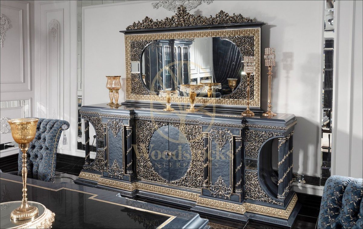 Teak Palace Blue and Silver Dining Set, view 3