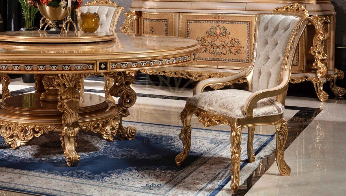 Royal Panamera Cream Hand Carved Teak Dining Table Set, Saharanpur, view 3