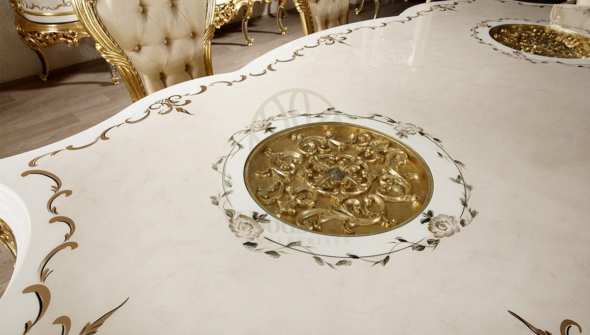 Royal Veliaht Hand Carved Teak Dining Table Set II, Saharanpur, view 7