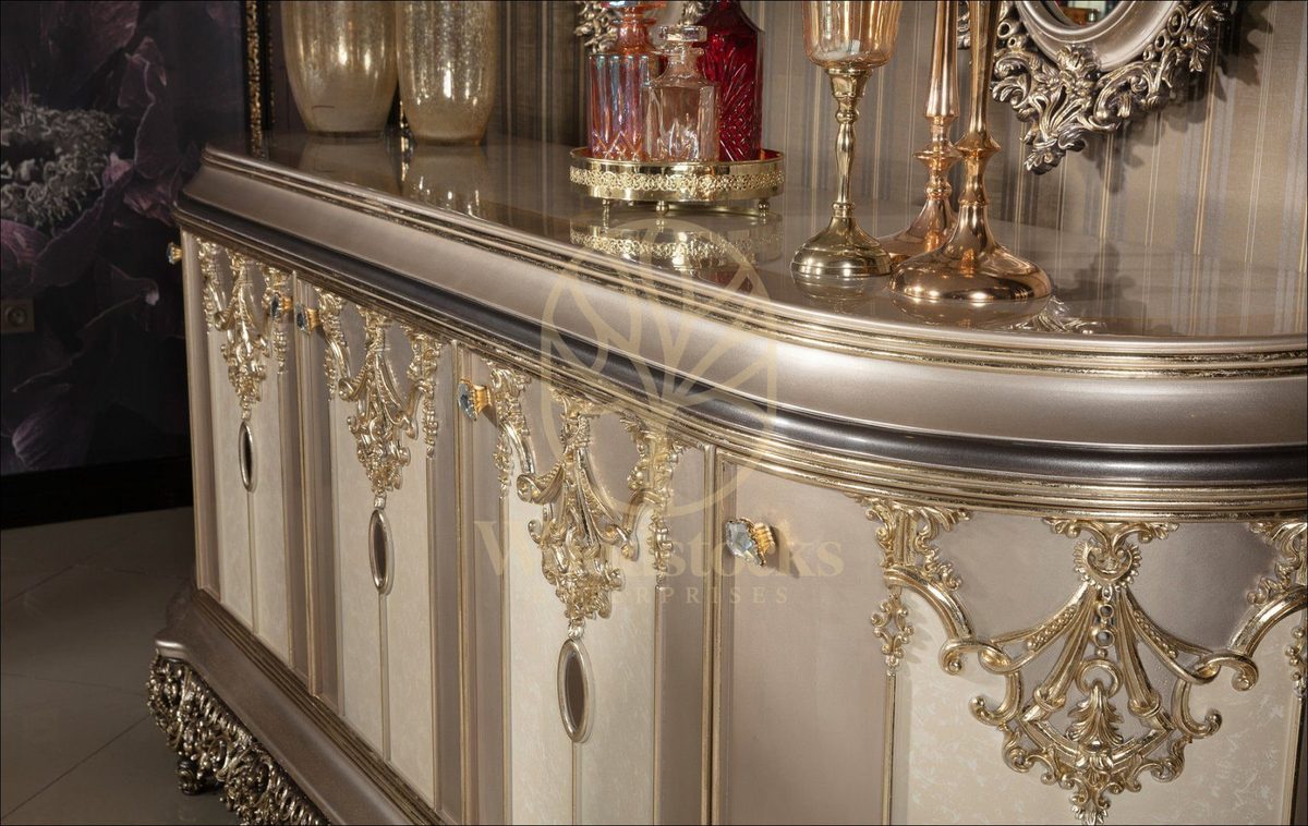 Teak Elegance Champagne and Gold Console Table, view 3