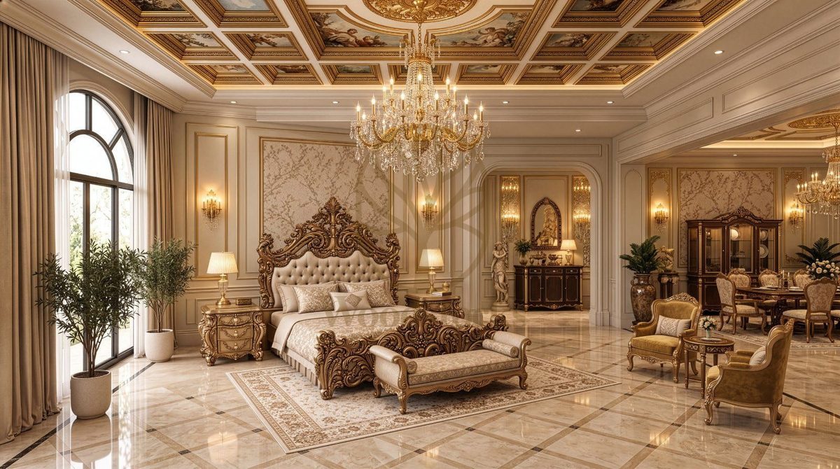 Maharaja Luxury Hand-Carved Teak King Bed III