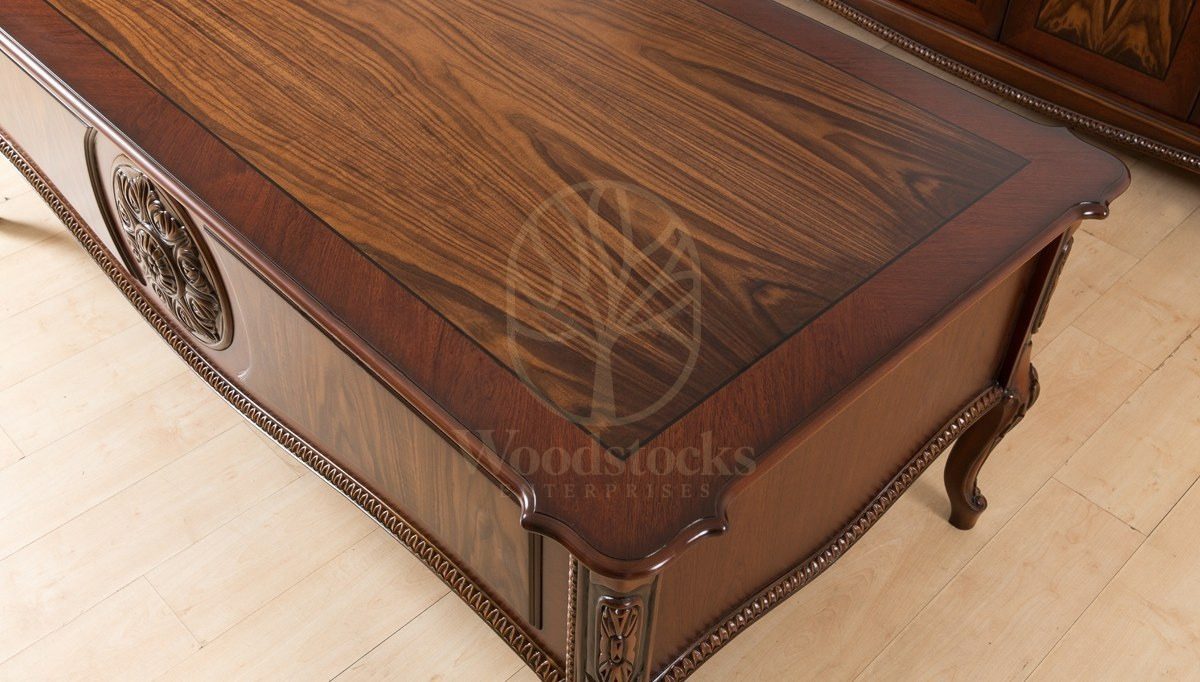 Royal Rozena Walnut Hand Carved Teak Office Table, Saharanpur, view 5