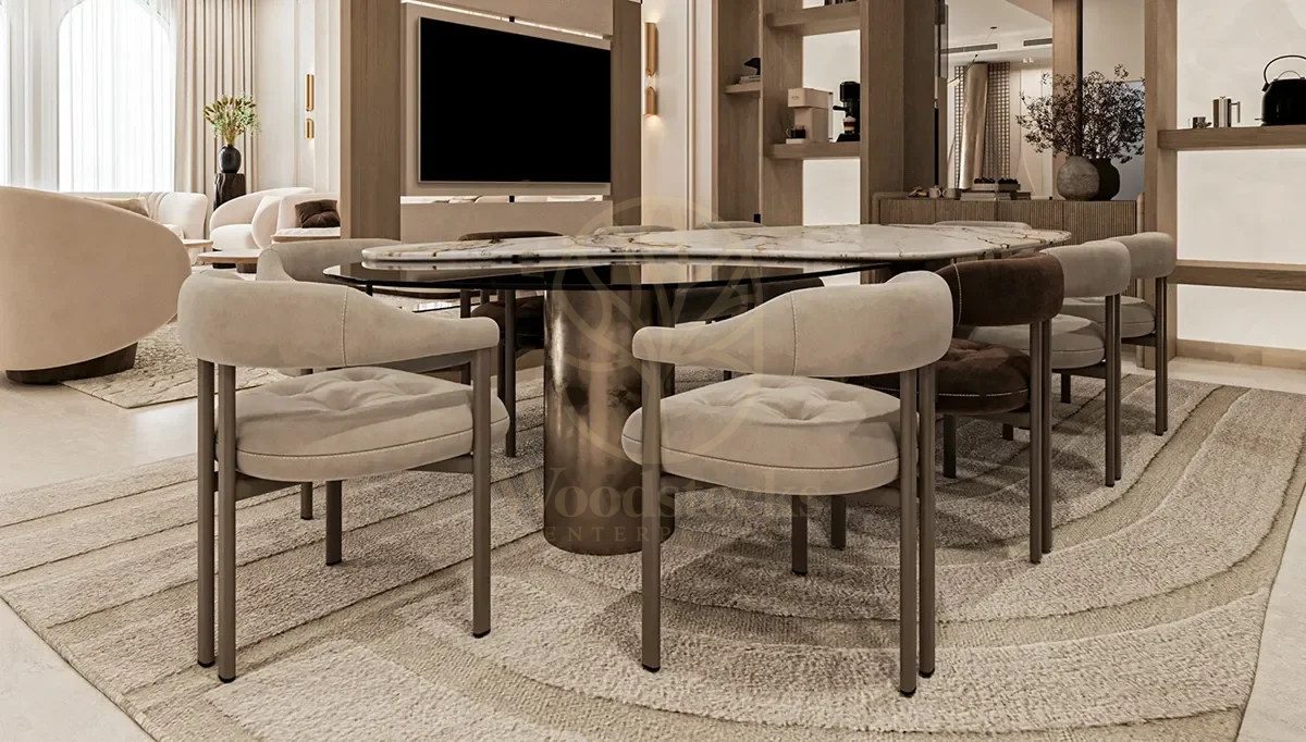 Luxury Venezia Handcrafted Teak Dining Table Set, Saharanpur, view 4