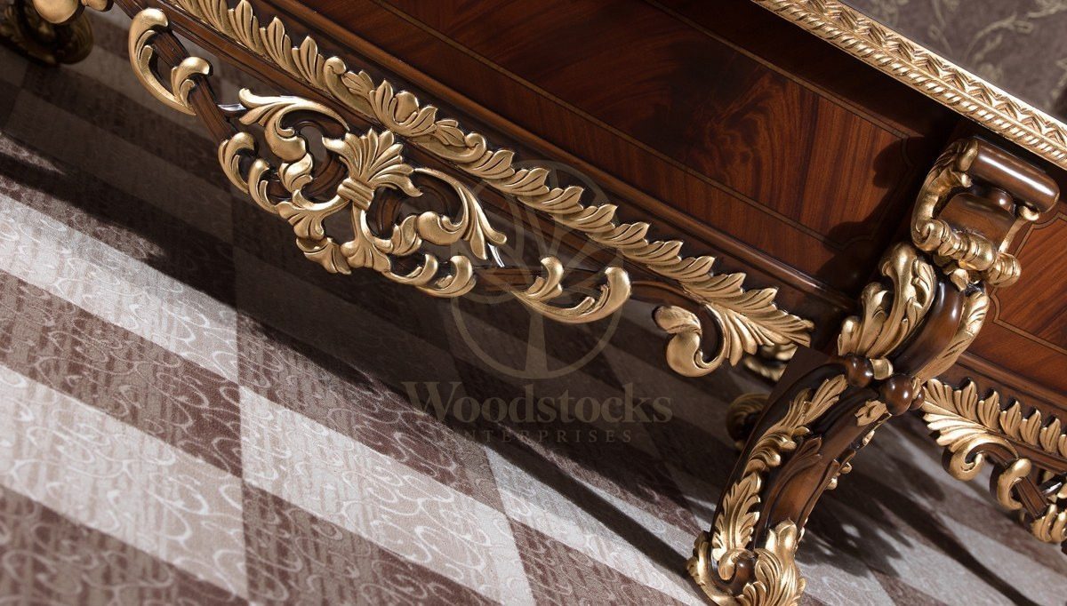 Royal Mihrimah Hand Carved Teak Office Table, Saharanpur, view 6