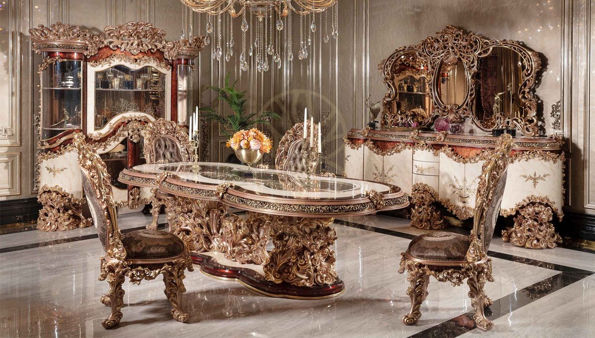 Royal Sumela Hand Carved Teak Dining Table Set, Saharanpur, Dining Table