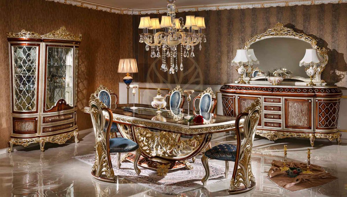 Royal Sultanahmet Hand Carved Teak Dining Table Set, Saharanpur, Dining Table