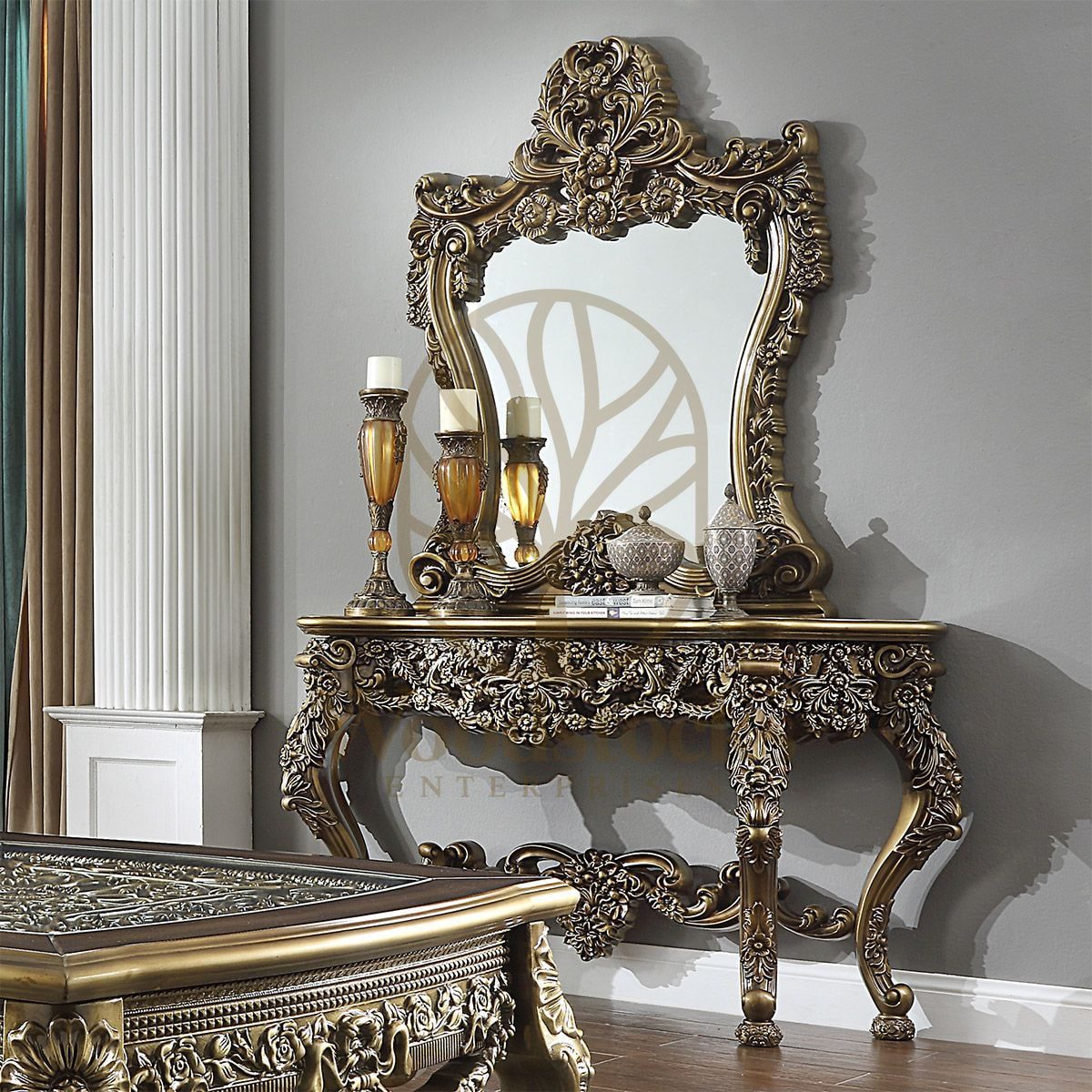 Teak Vintage Antique Gold Decorative Mirror II, Mirror Frame