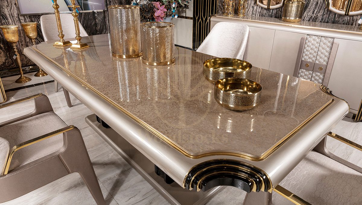 Luxury Tortona Handcrafted Teak Dining Table Set, Saharanpur, view 4