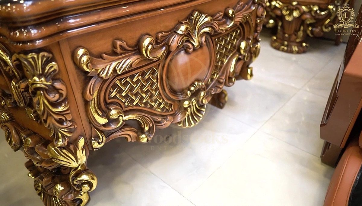Royal Saltanat Hand Carved Teak Office Table, Saharanpur, view 9