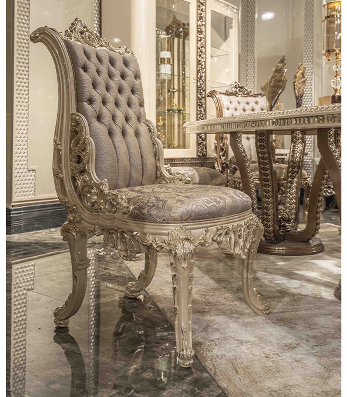 Royal Vita Hand Carved Teak Dining Table Set, Saharanpur, view 9