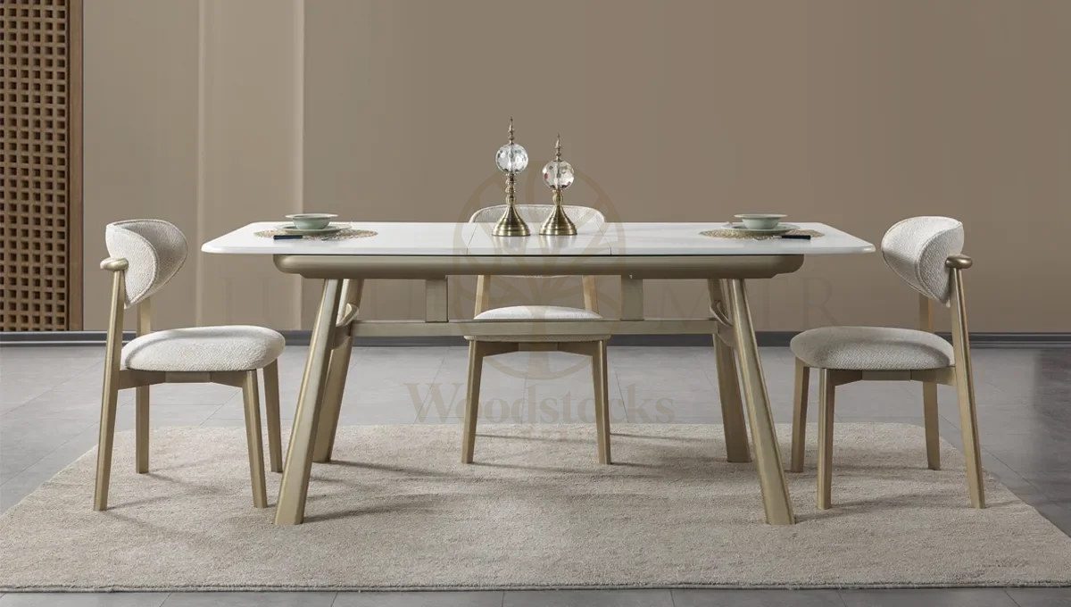Luxury Florim Handcrafted Teak Dining Table Set, Saharanpur, view 6
