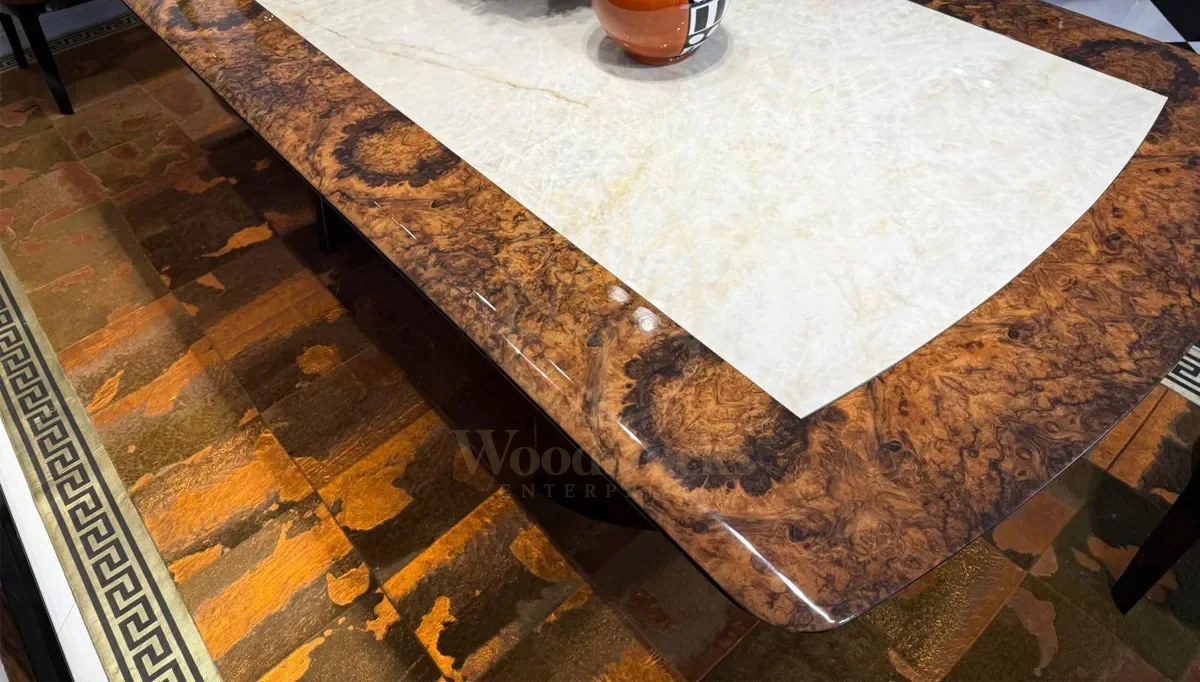 Luxury Sedna Brown Handcrafted Teak Dining Table Set, Saharanpur, view 7