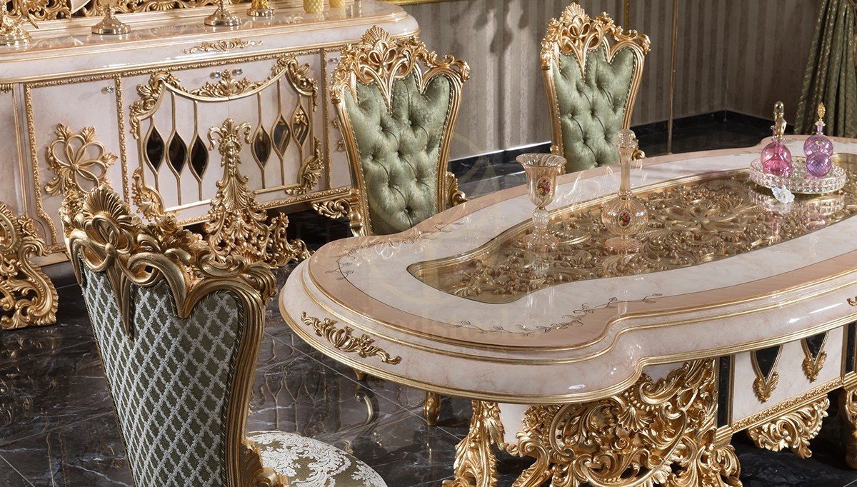 Royal Ayasofya Hand Carved Teak Dining Table Set, Saharanpur, view 3
