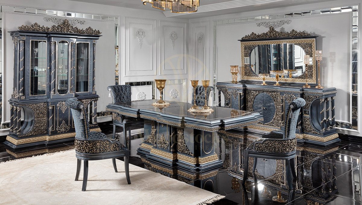Royal Nazende Hand Carved Teak Dining Table Set, Saharanpur, Dining Table