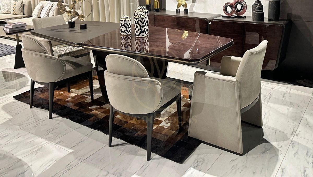 Luxury Pasente Handcrafted Teak Dining Table Set, Saharanpur, view 4