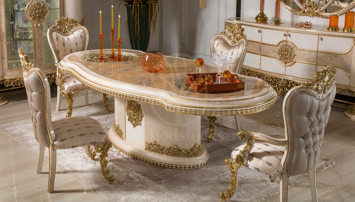 Royal Neova Hand Carved Teak Dining Table Set, Saharanpur, view 6