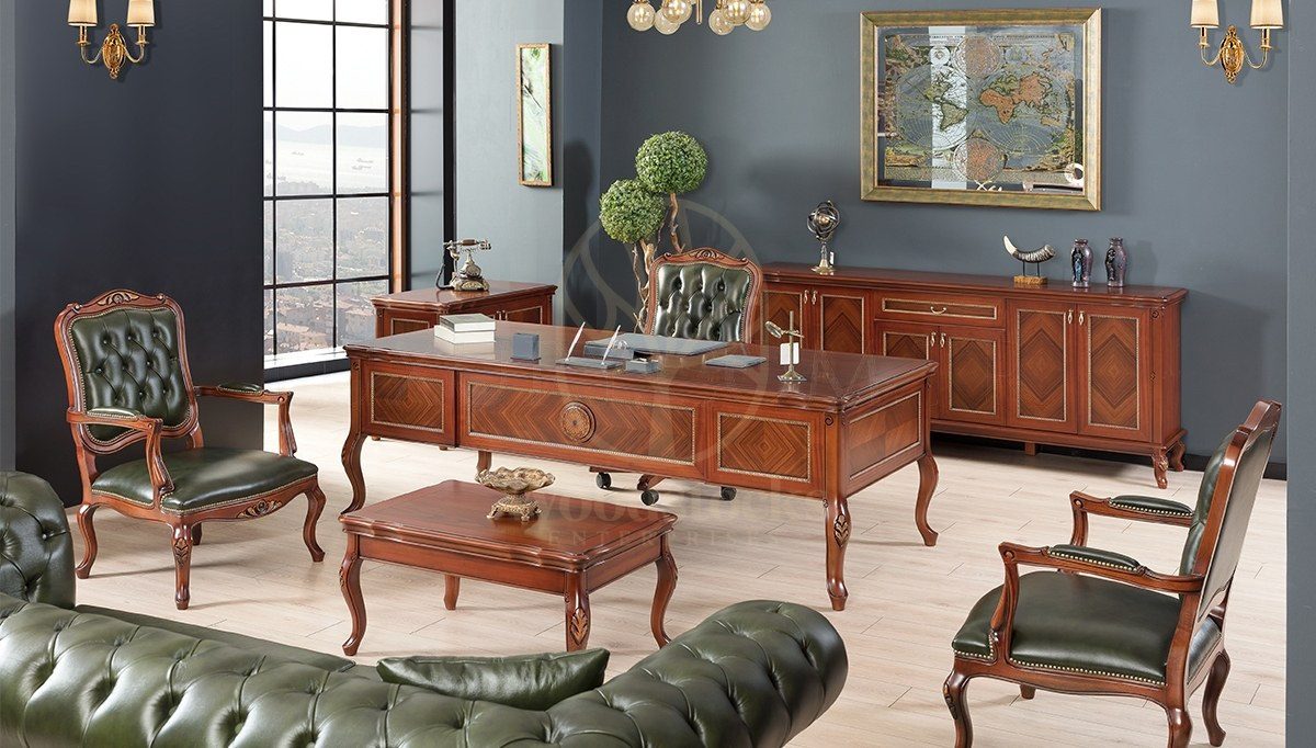 Royal Nizva Hand Carved Teak Office Table, Saharanpur, Office & Study Table