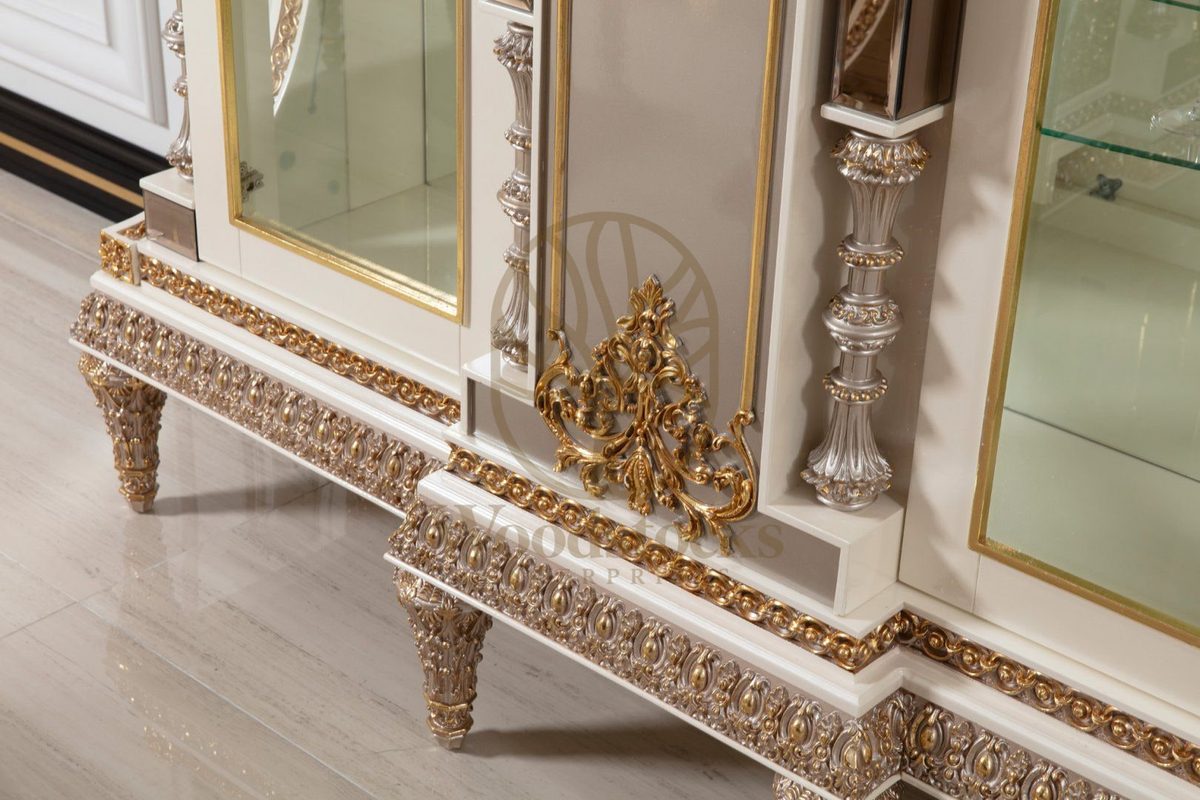 Teak Ornate Cream and Gold Dining Set, view 11