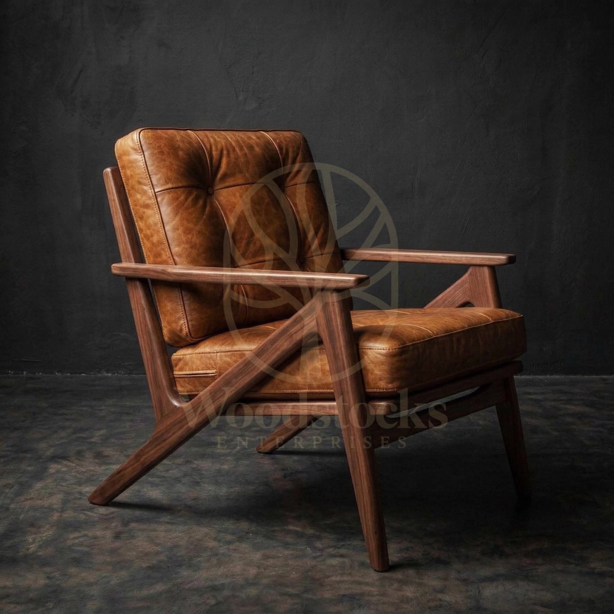 Luxury Teak Nørrebro Danish Mid-Century Leather Armchair, Saharanpur, Living Room Chair