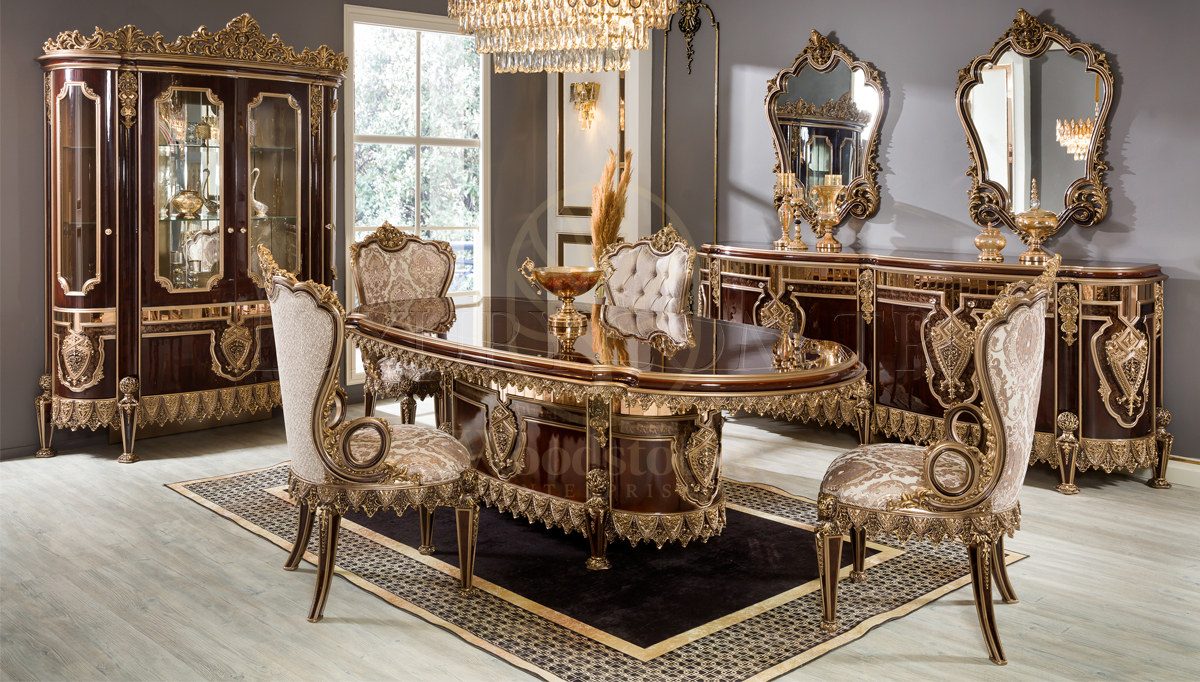 Royal Melina Brown Hand Carved Teak Dining Table Set, Saharanpur, Dining Table