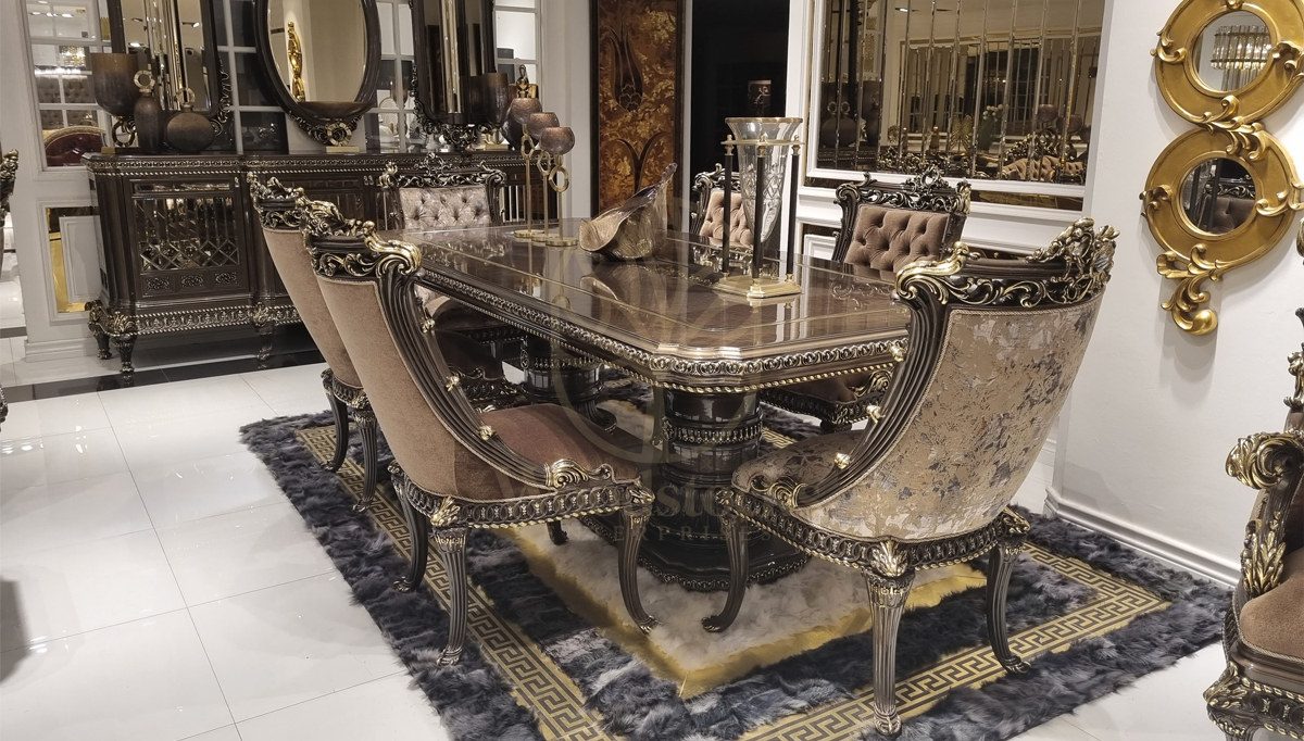 Royal Prenses Hand Carved Teak Dining Table Set, Saharanpur, Dining Table