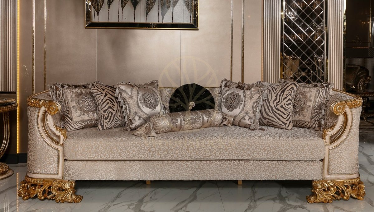 Royal Ofelya Cream Hand Carved Teak Sofa Set, Saharanpur, view 3