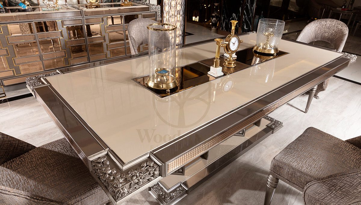 Luxury Fermont Handcrafted Teak Dining Table Set, Saharanpur, view 9