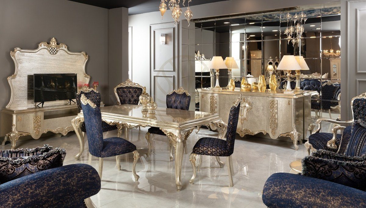 Royal Beyzade Hand Carved Teak Dining Table Set, Saharanpur, Dining Table