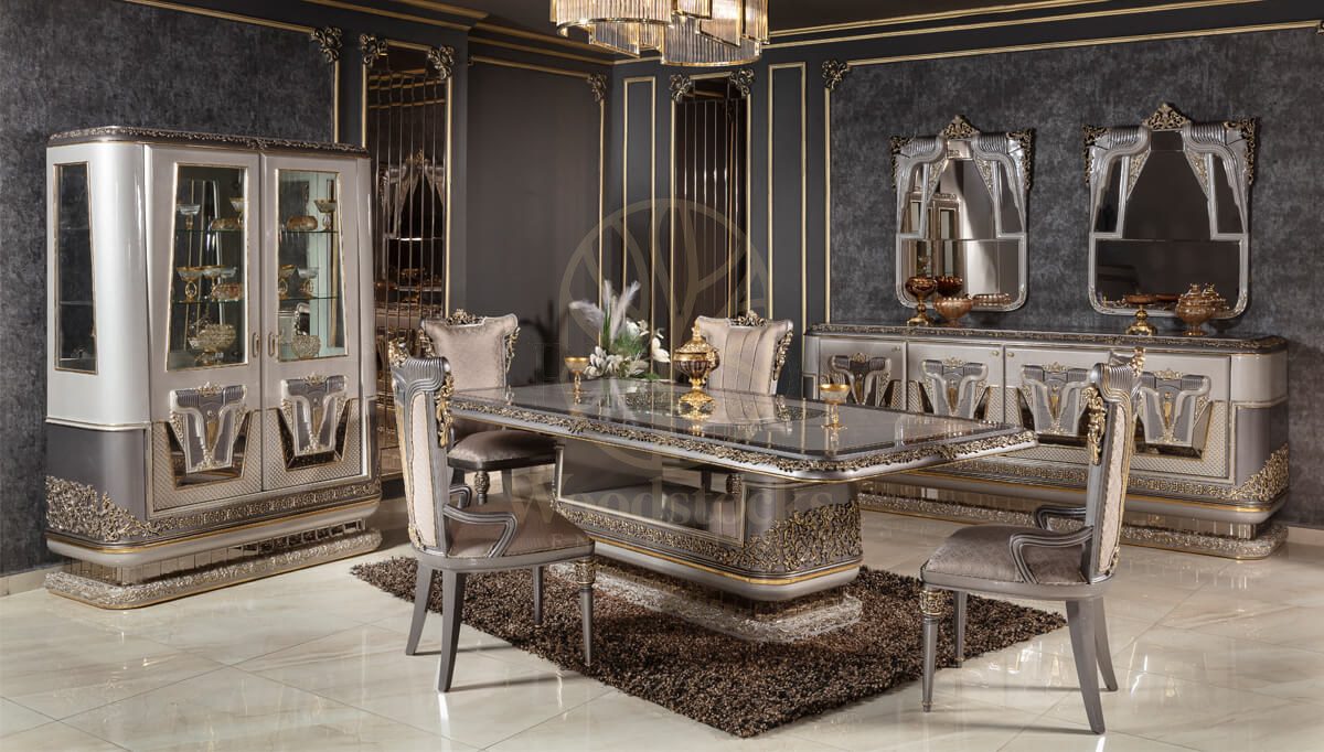 Royal Salerno Hand Carved Teak Dining Table Set, Saharanpur, Dining Table