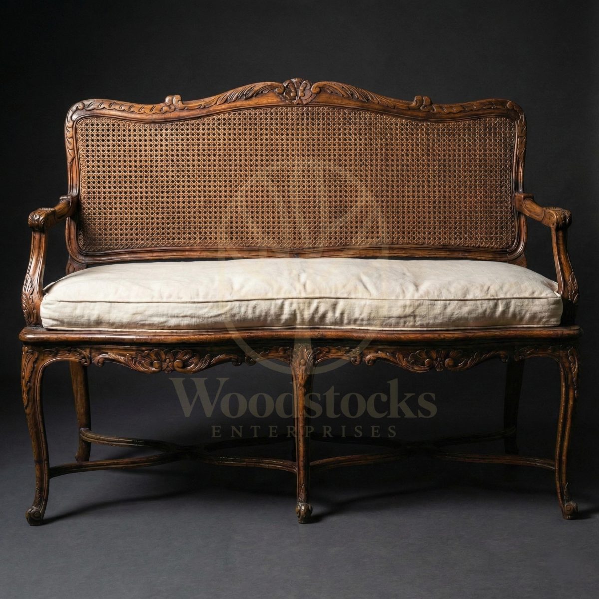 Royal Hand Carved Teak Bourgogne Louis XV Settee, Saharanpur, Sofa Set