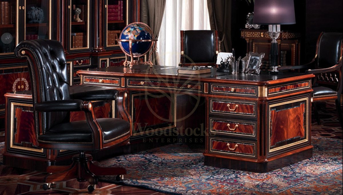 Royal Ahesta Bronze Hand Carved Teak Office Table, Saharanpur, Office & Study Table