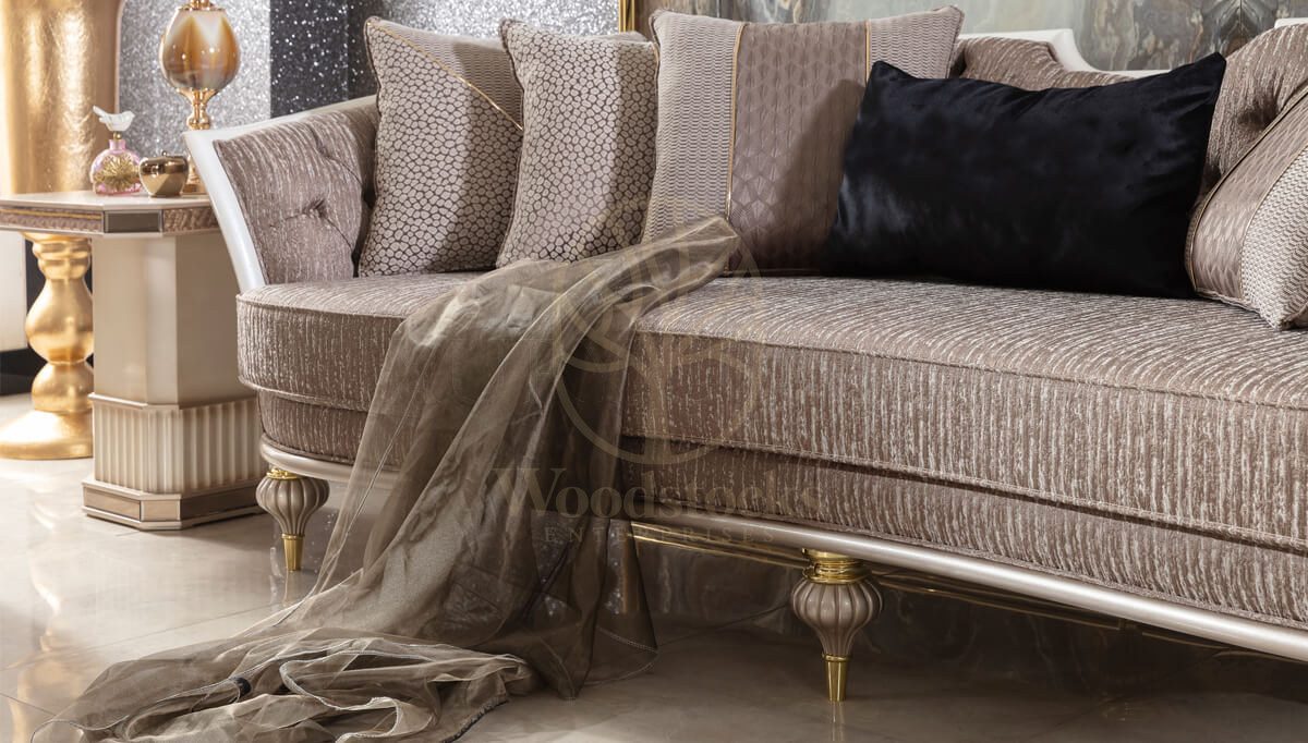 Luxury Hereford Cream Handcrafted Teak Sofa Set, Saharanpur, view 5