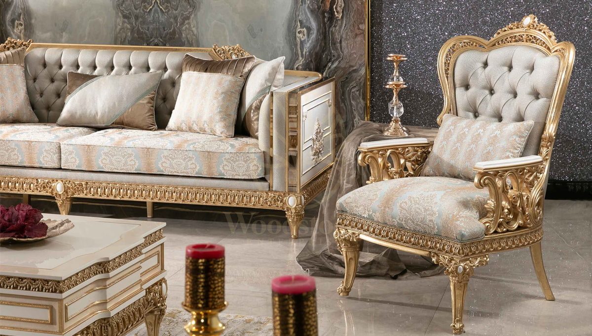 Royal Dominika Cream Hand Carved Teak Sofa Set, Saharanpur, view 6
