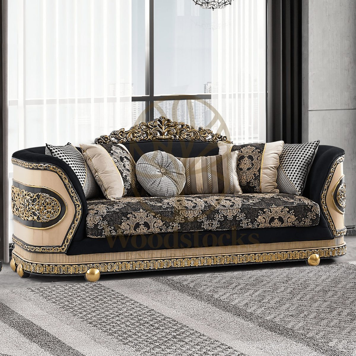 Teakwood Maharaja Arabic 3-Piece Sofa Set, alternate view