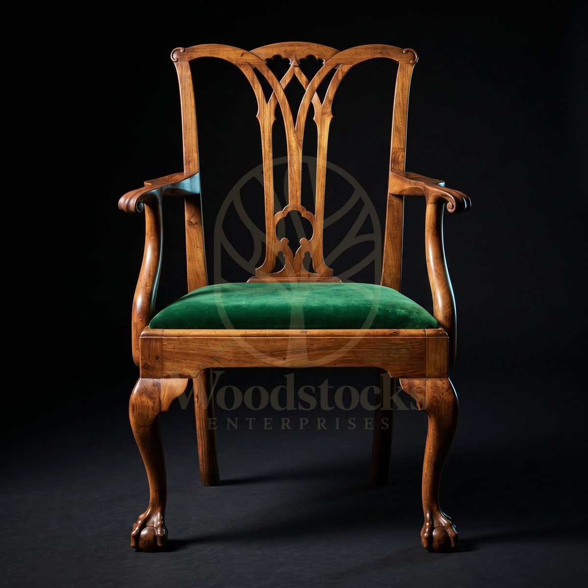 Hand Carved Teak Otley Chippendale Ball-and-Claw Elbow Chair, Saharanpur, view 2