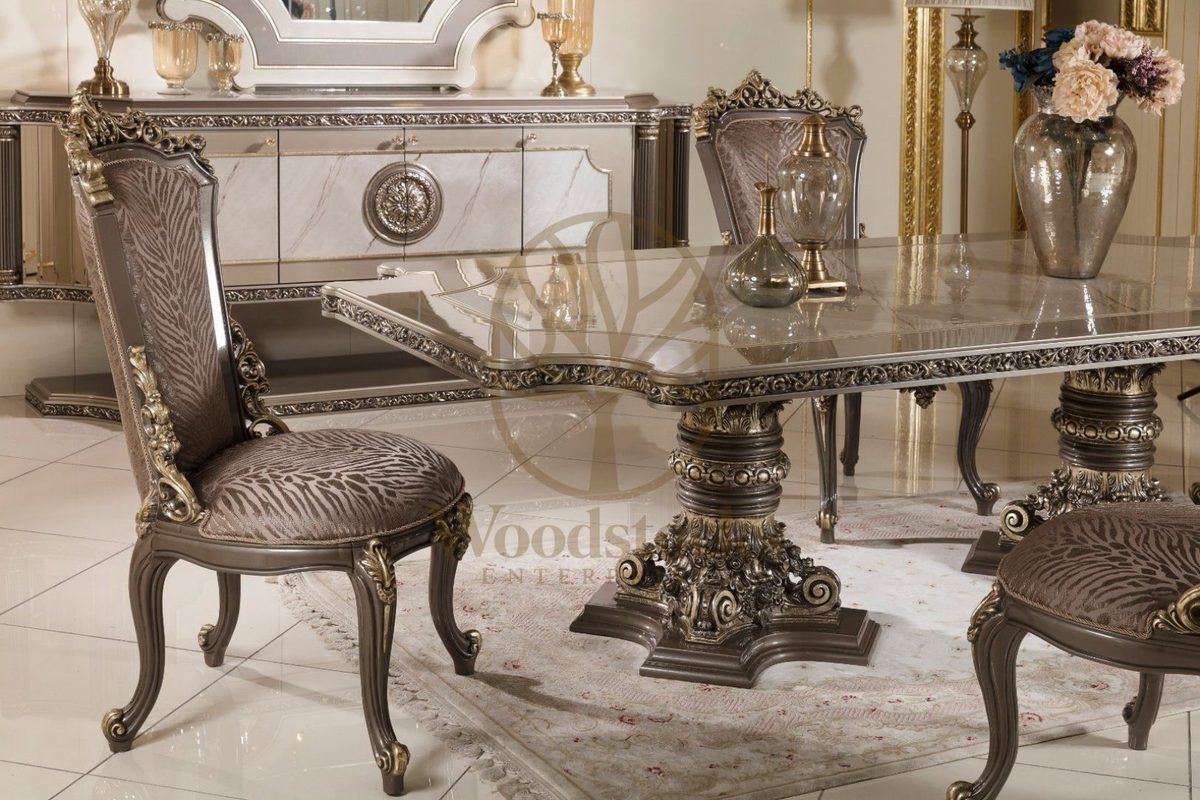 Teak Roma Taupe and Silver Dining Set, view 8