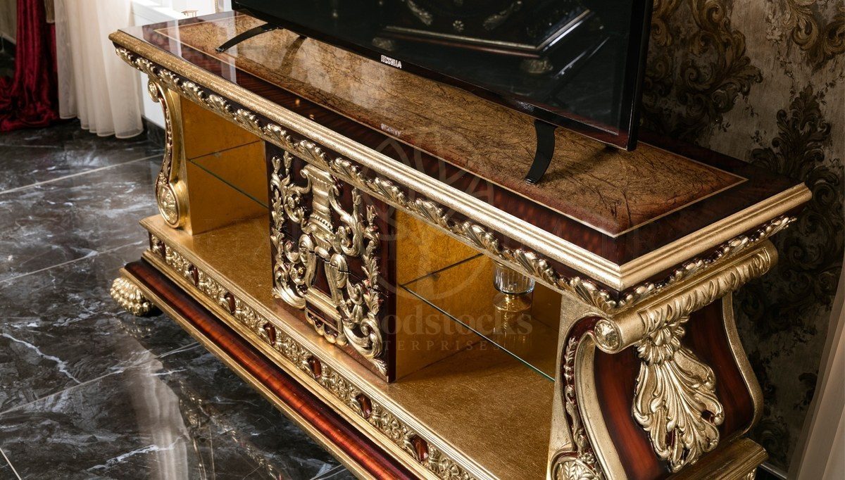 Royal Soci Hand Carved Teak TV Cabinet, Saharanpur, view 2