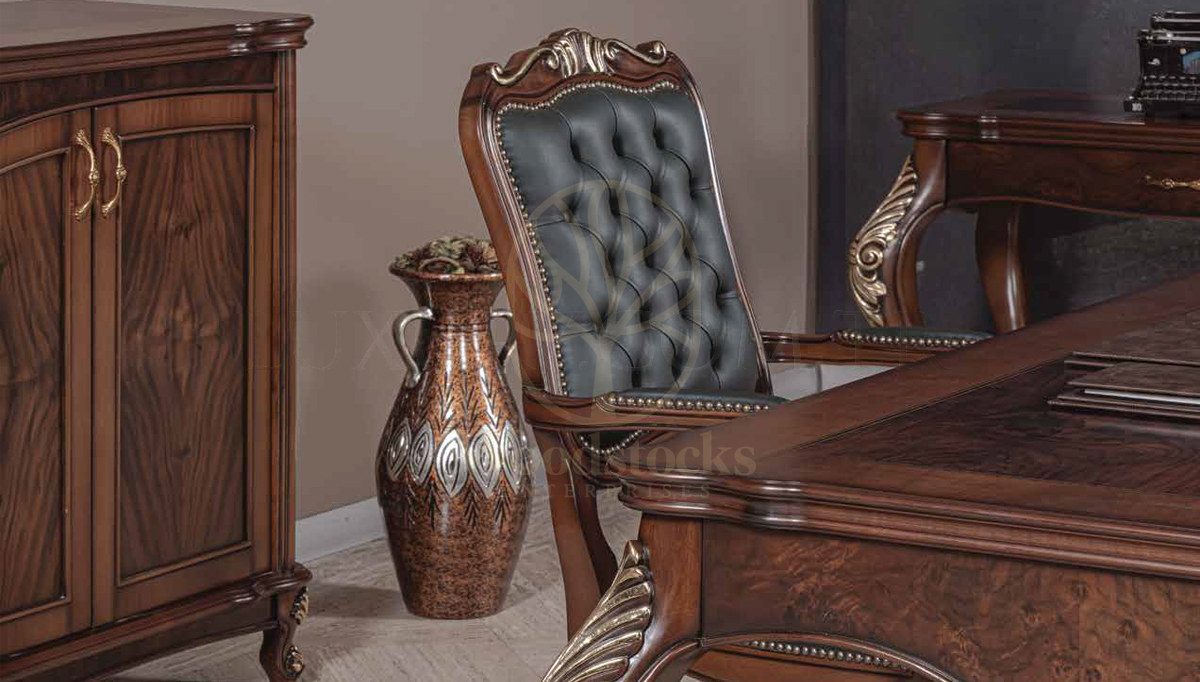 Royal Lacin Hand Carved Teak Office Table, Saharanpur, view 4