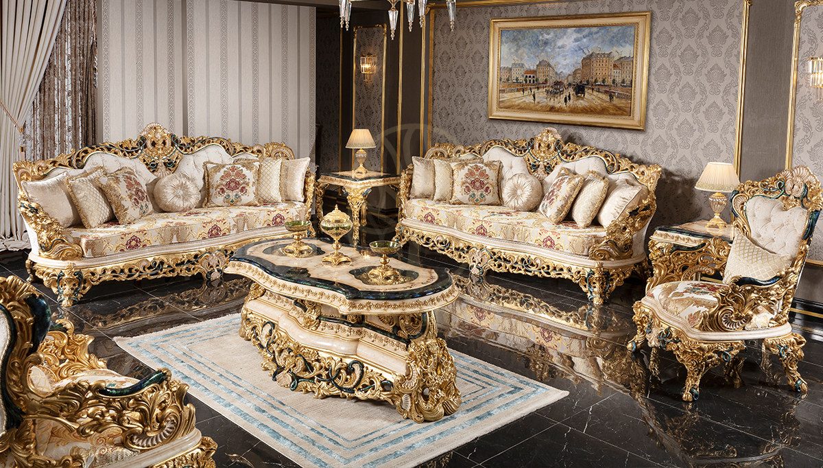 Royal Ciragan Hand Carved Teak Sofa Set II, Saharanpur, Sofa Set