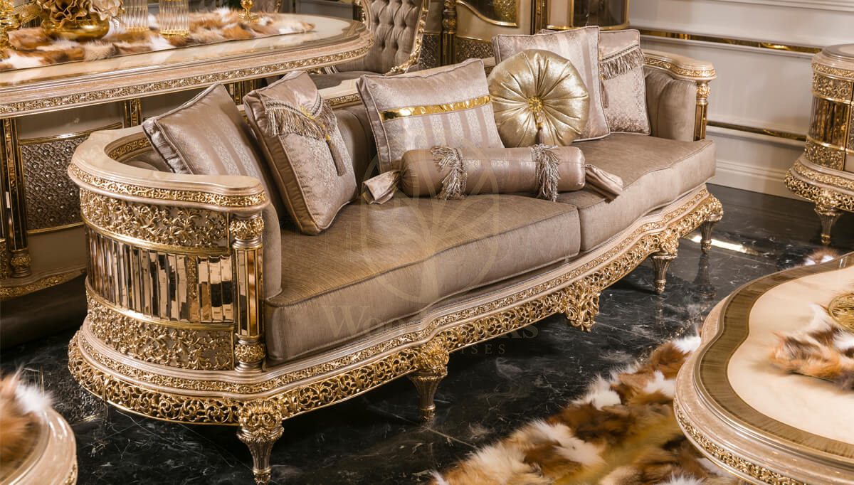 Royal Living Velvet Hand Carved Teak Sofa Set, Saharanpur, view 8