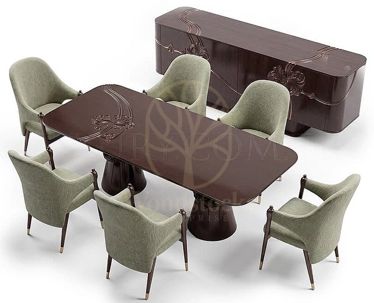 Luxury Lunera Brown Handcrafted Teak Dining Table Set, Saharanpur, view 2