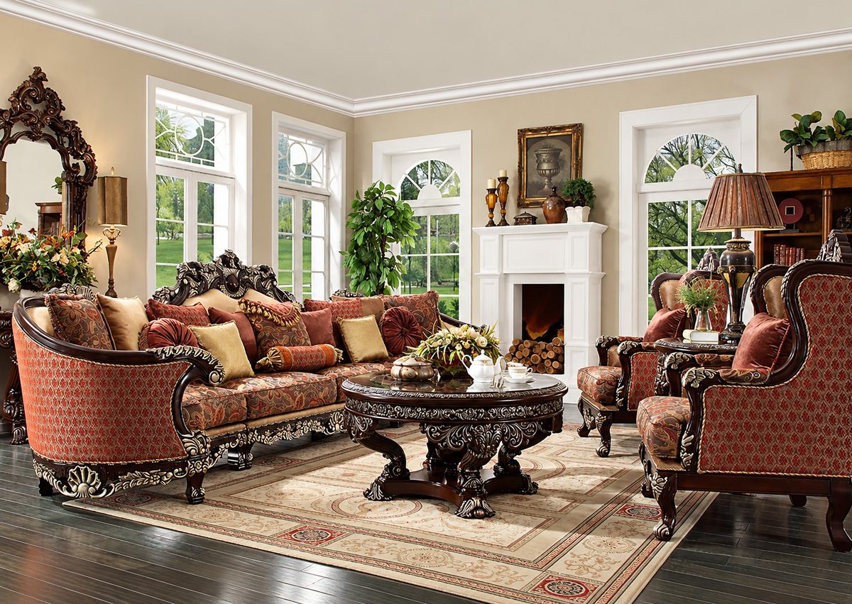 Teak Luxury Victorian Carved Sofa Set, Sofa Set