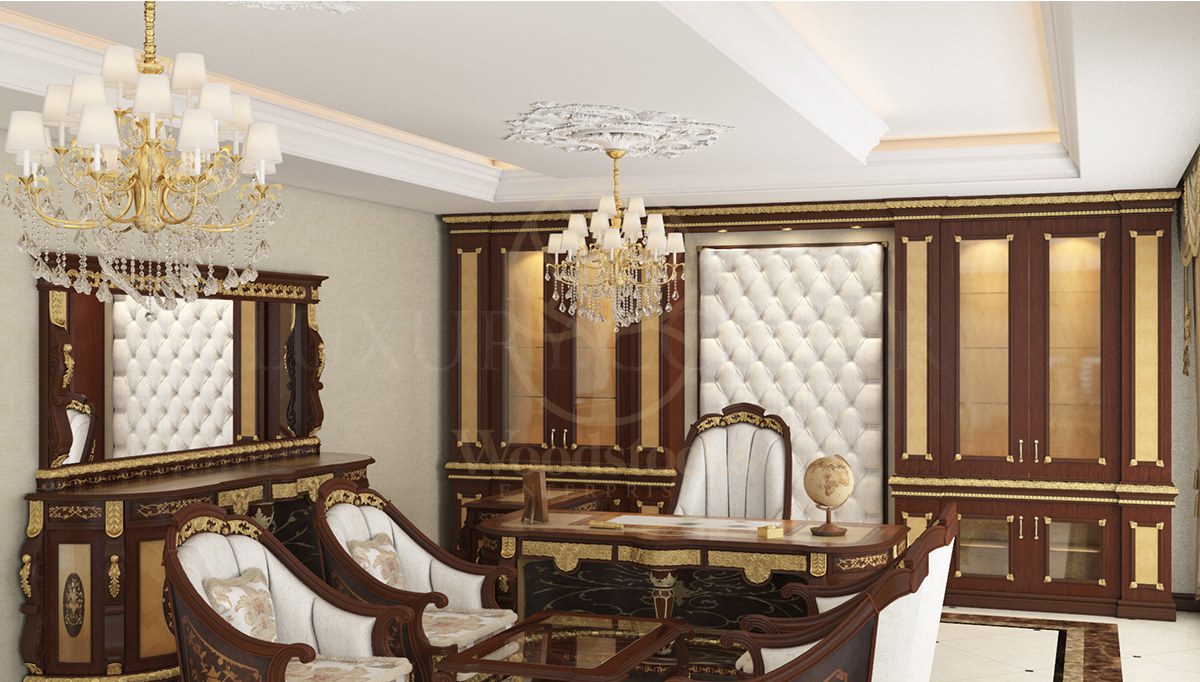 Royal Bartus Bronze Hand Carved Teak Office Table, Saharanpur, view 2