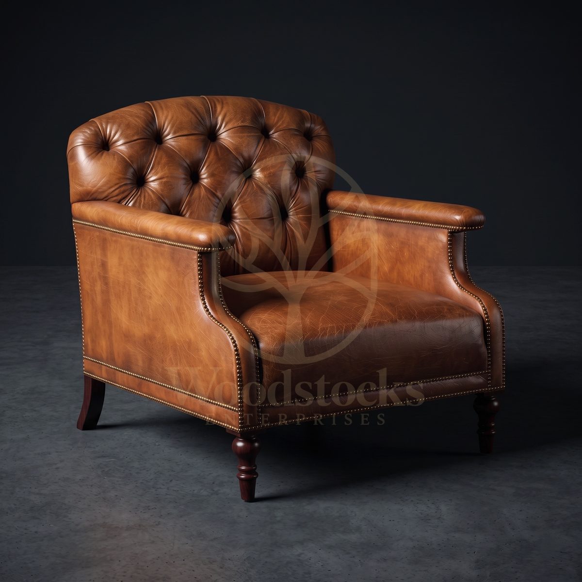 Luxury Teak Highland Lodge Leather Armchair, Saharanpur, Living Room Chair