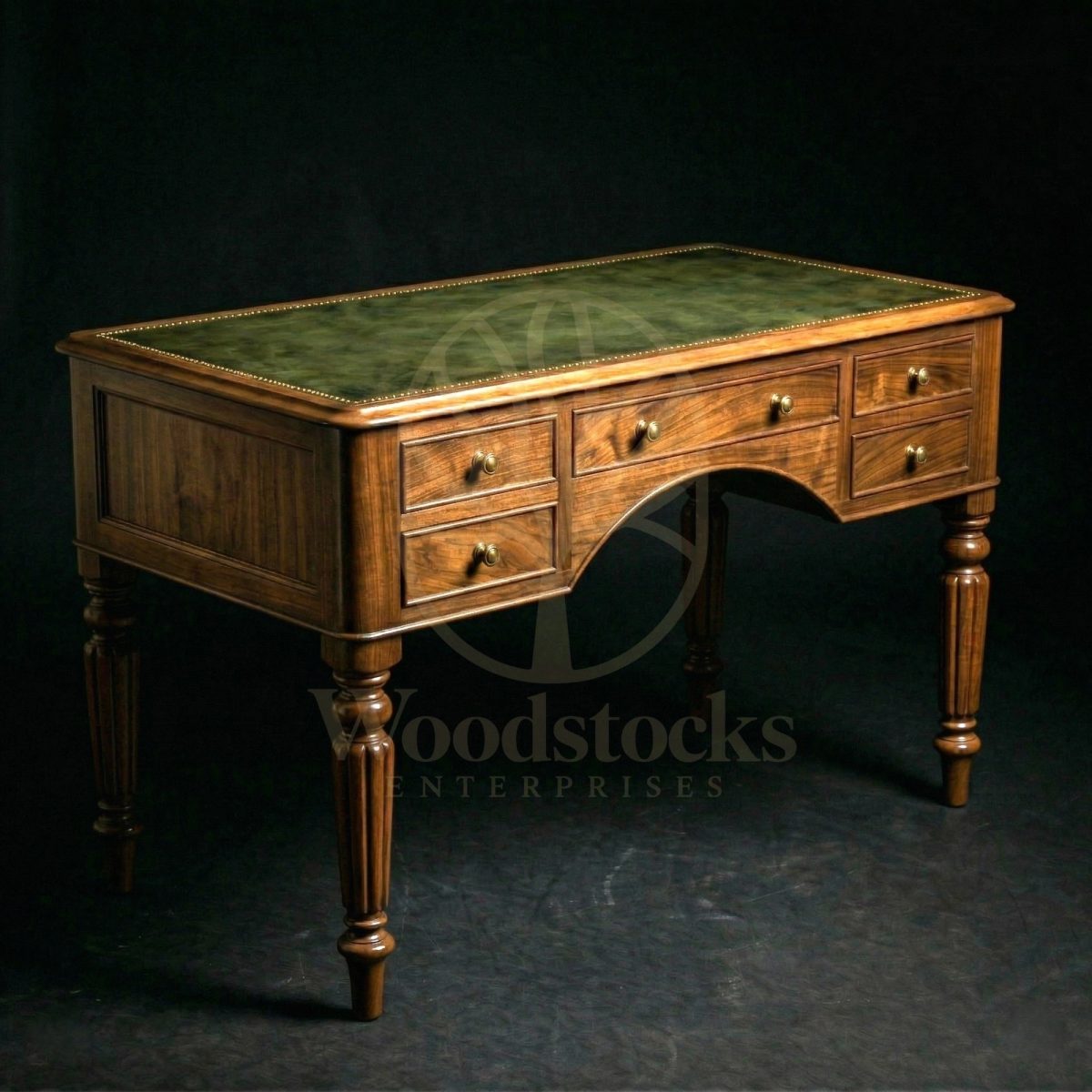 Luxury Teak Bristol Kneehole Leather-Top Desk, Saharanpur, Office & Study Table